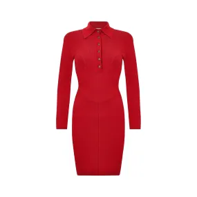 1990s Alaia Red Knitted Body Con Dress