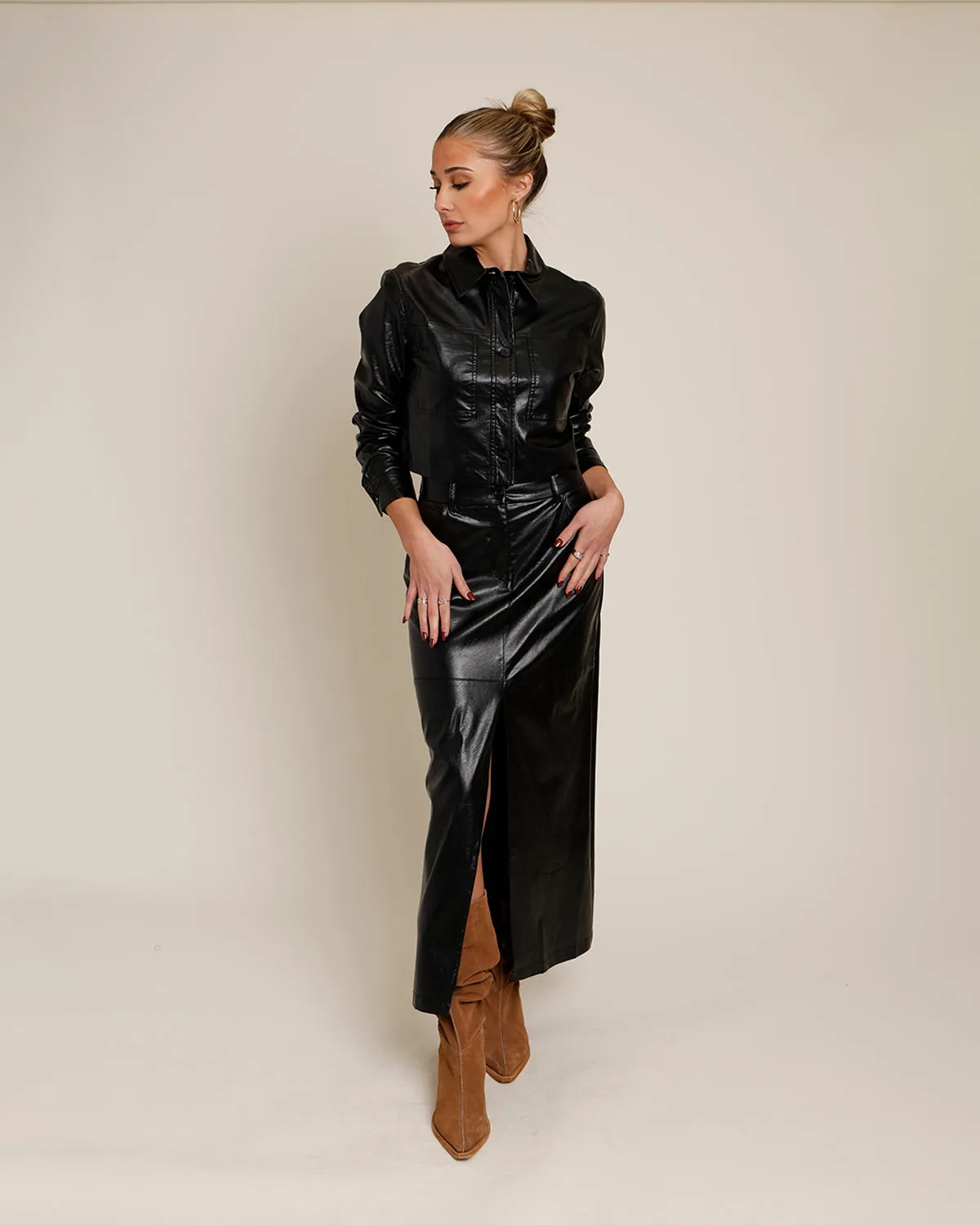 ALEXIS LEATHER TOP