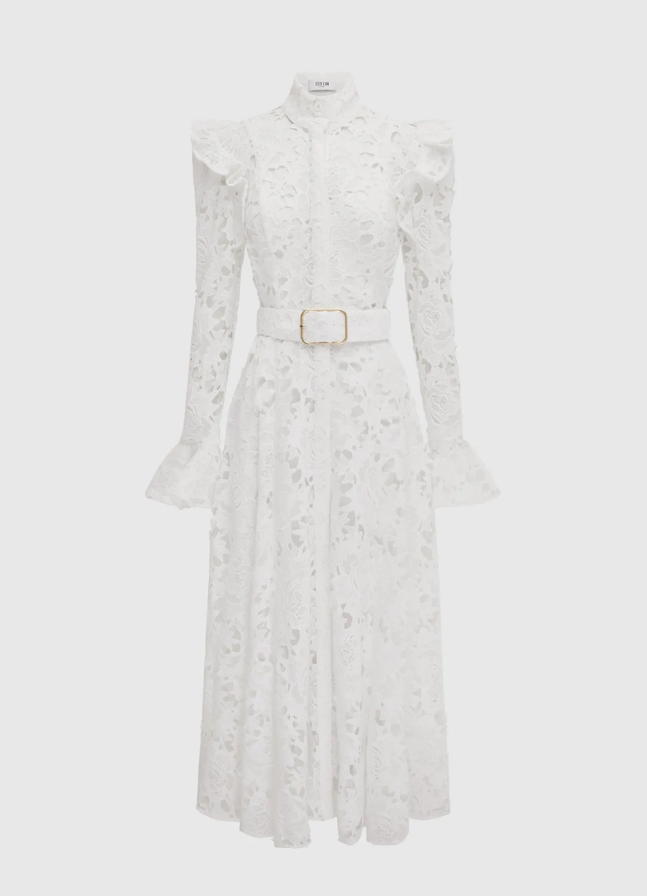 Aliyah Lace Butterfly Sleeve Midi Dress - Snow