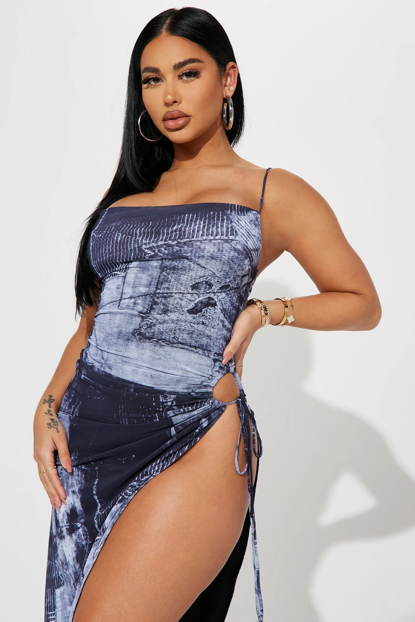 All About U Mesh Maxi Dress - Grey/combo