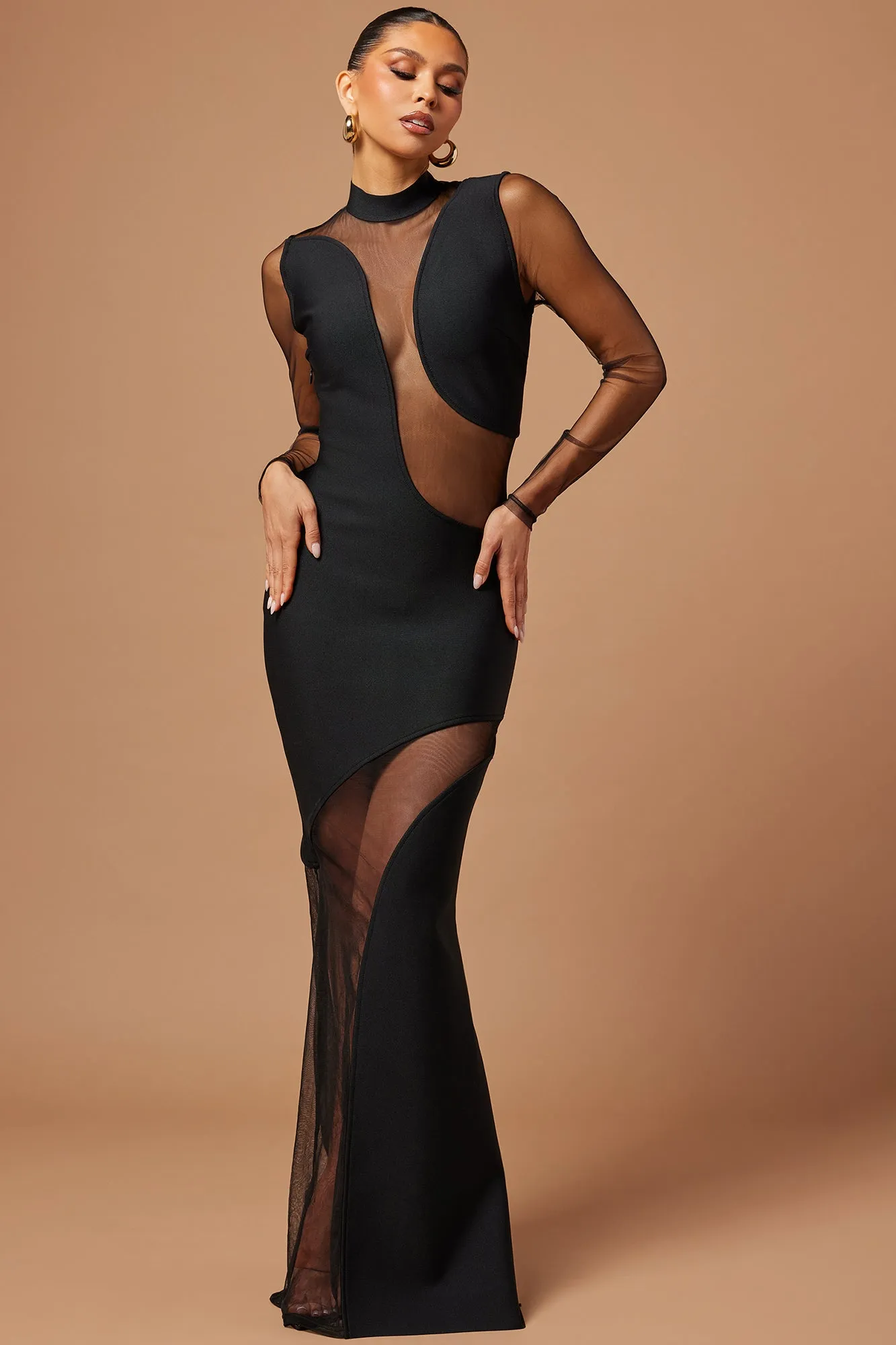 Allegra Bandage Maxi Dress - Black