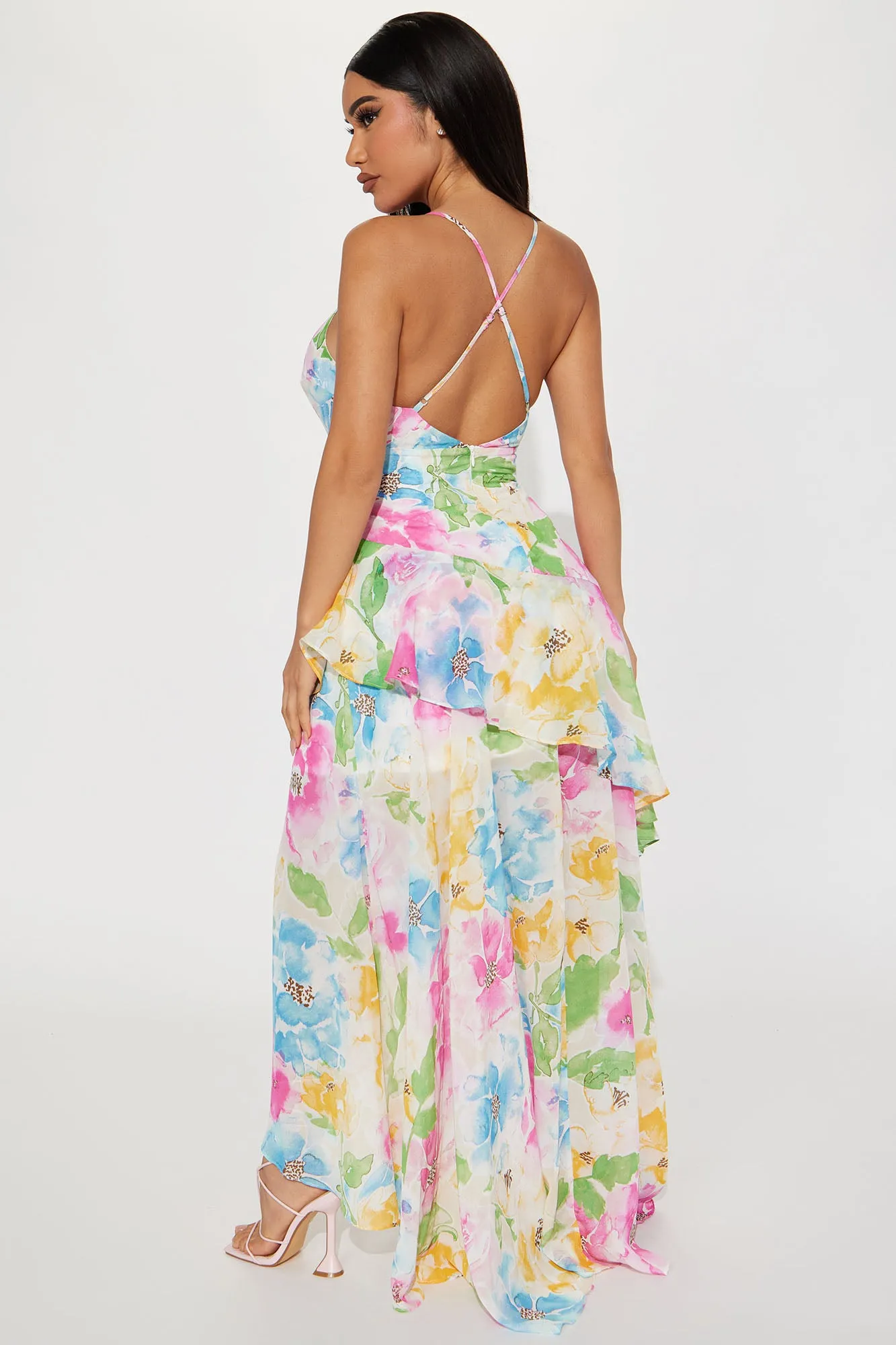 Aloha Floral Maxi Dress - White/combo