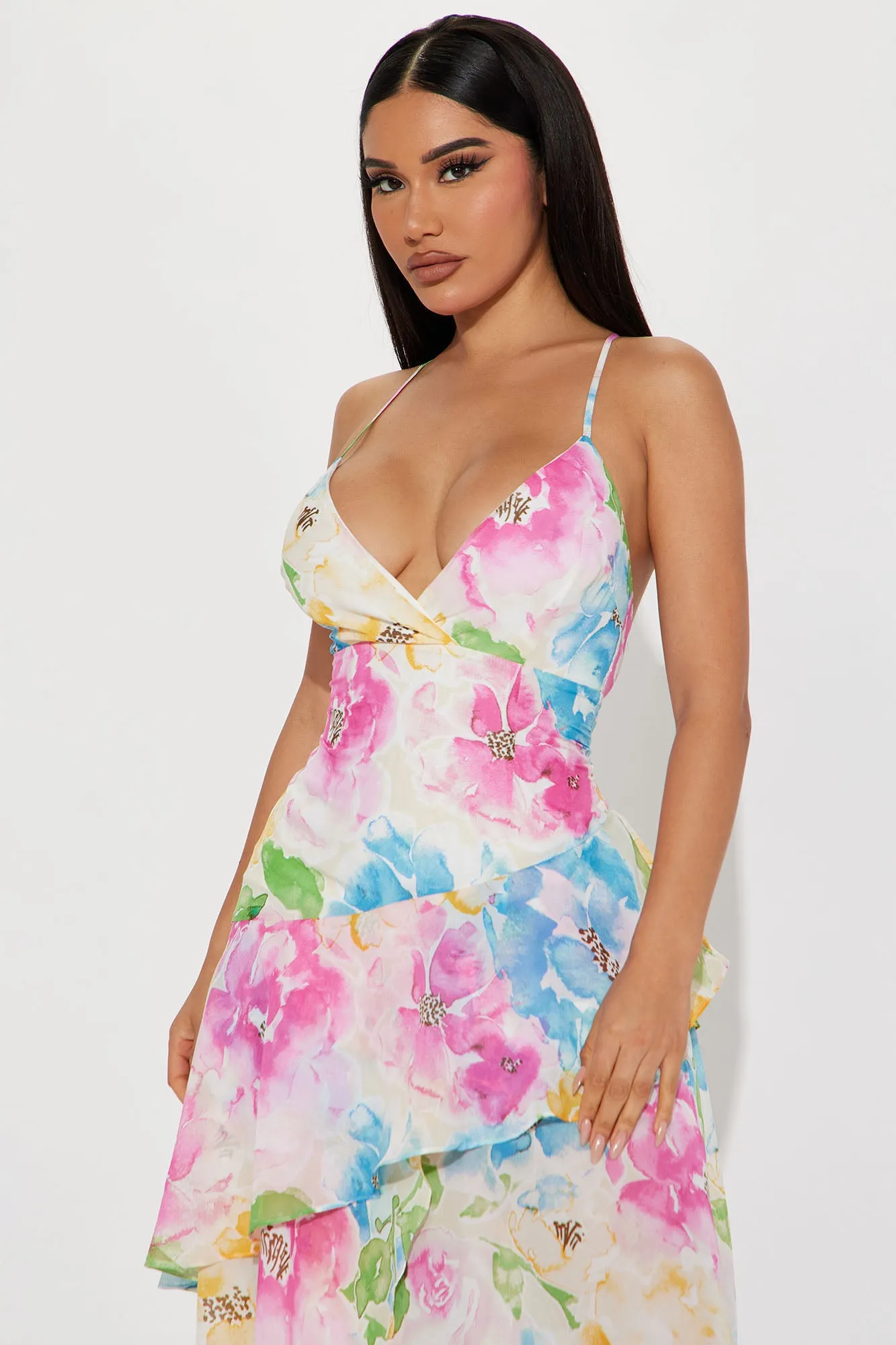 Aloha Floral Maxi Dress - White/combo