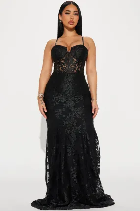 Amara Lace Maxi Dress  - Black