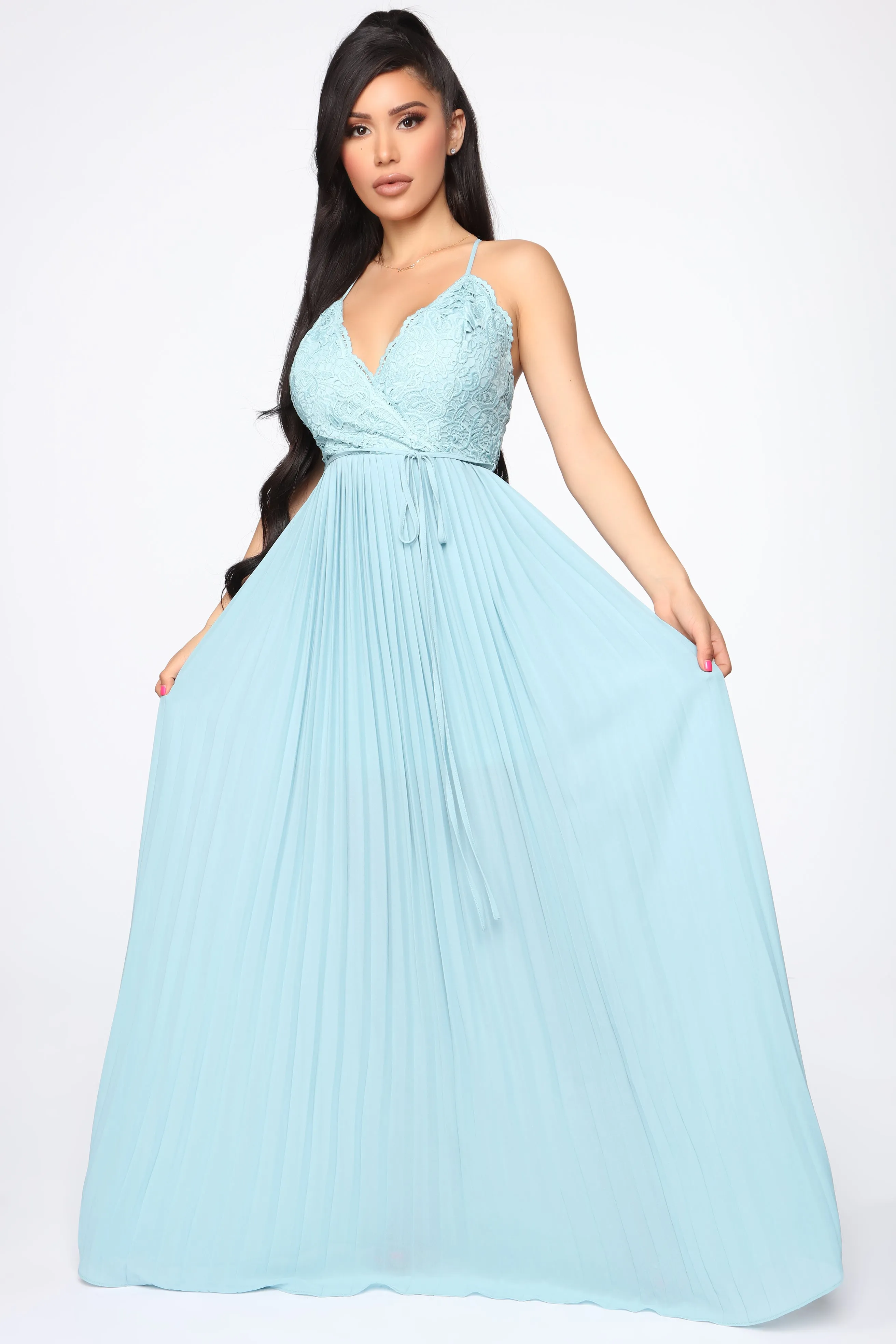 Ancient Love Story Pleated Maxi Dress - Blue