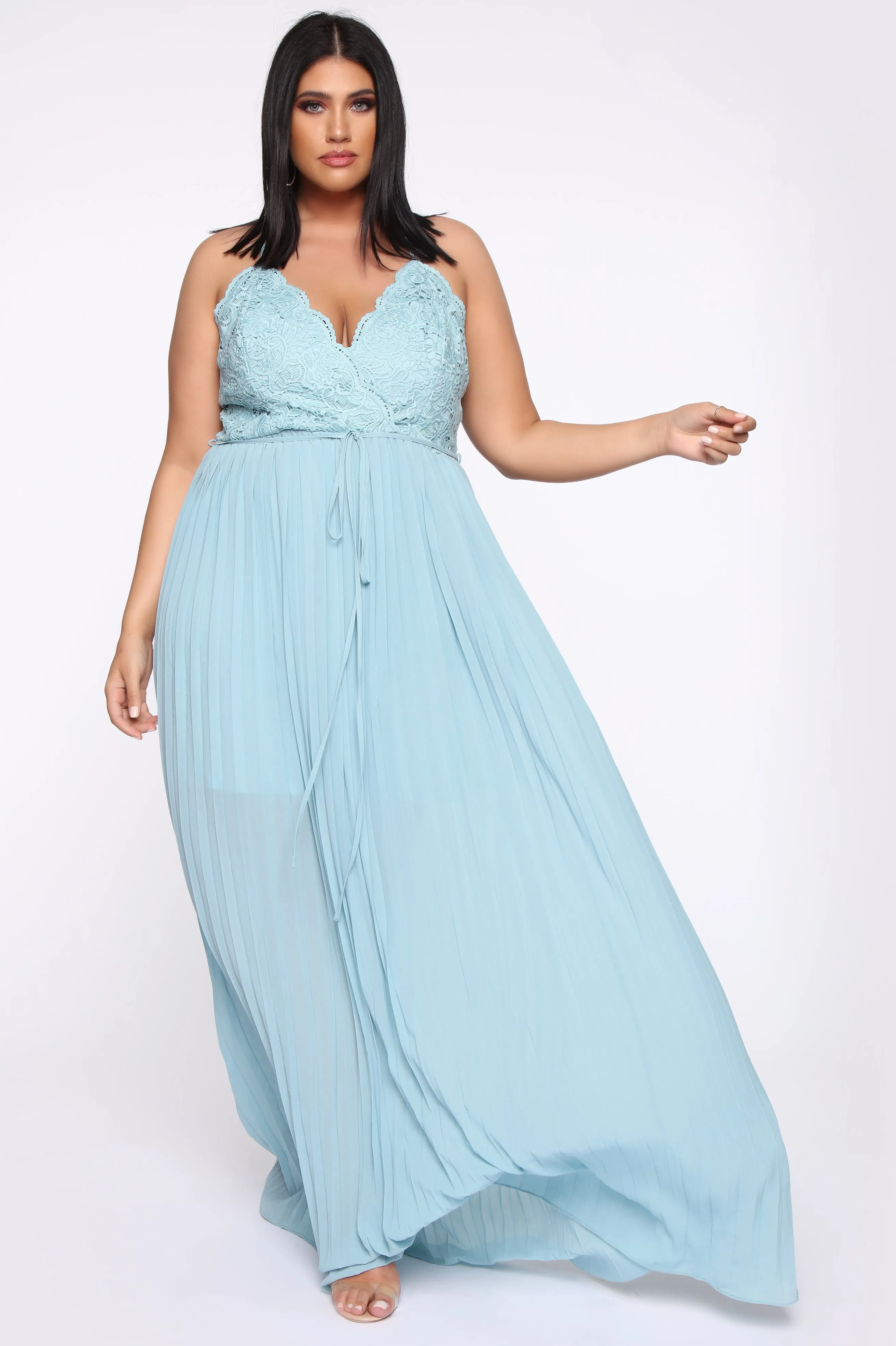 Ancient Love Story Pleated Maxi Dress - Blue