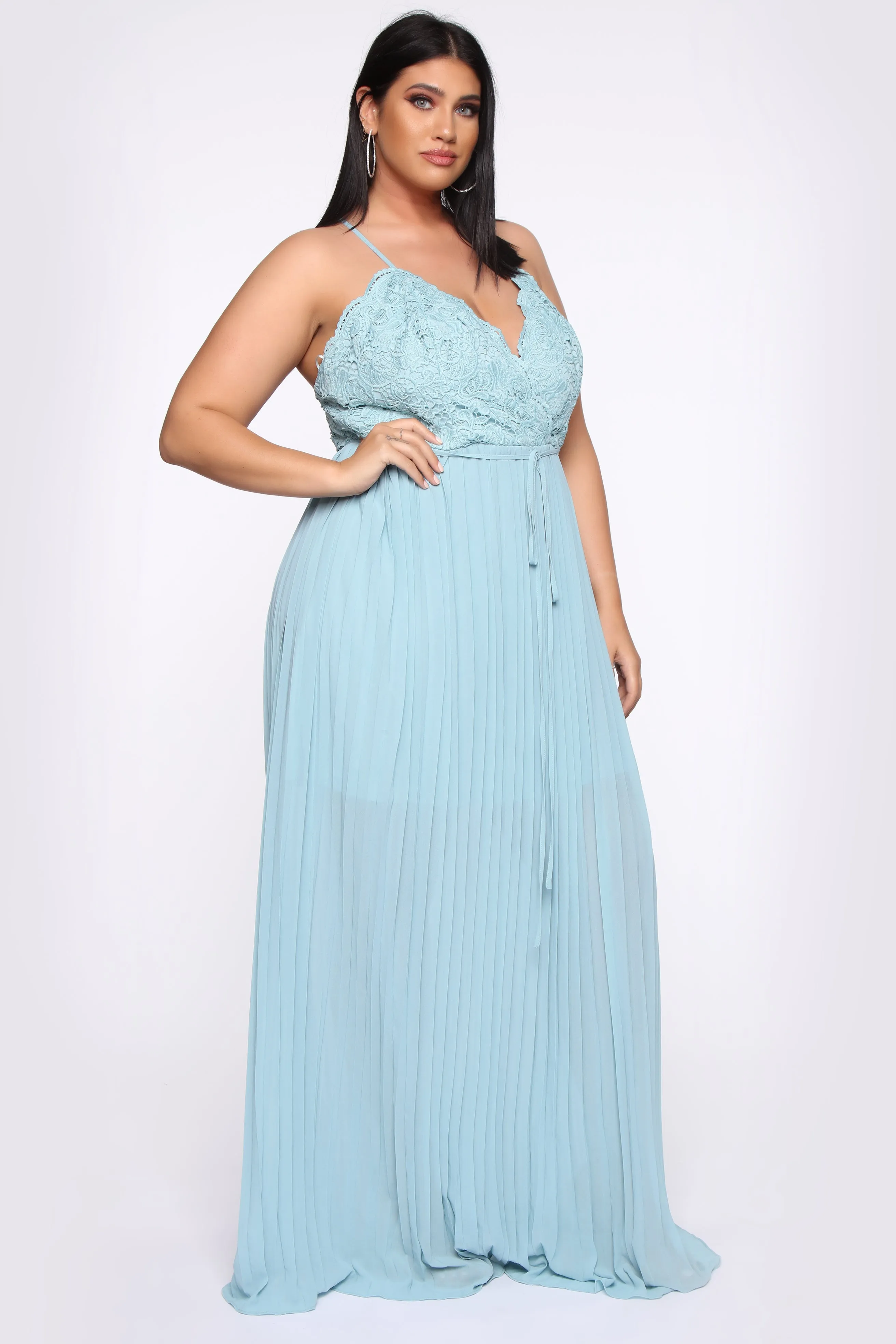 Ancient Love Story Pleated Maxi Dress - Blue