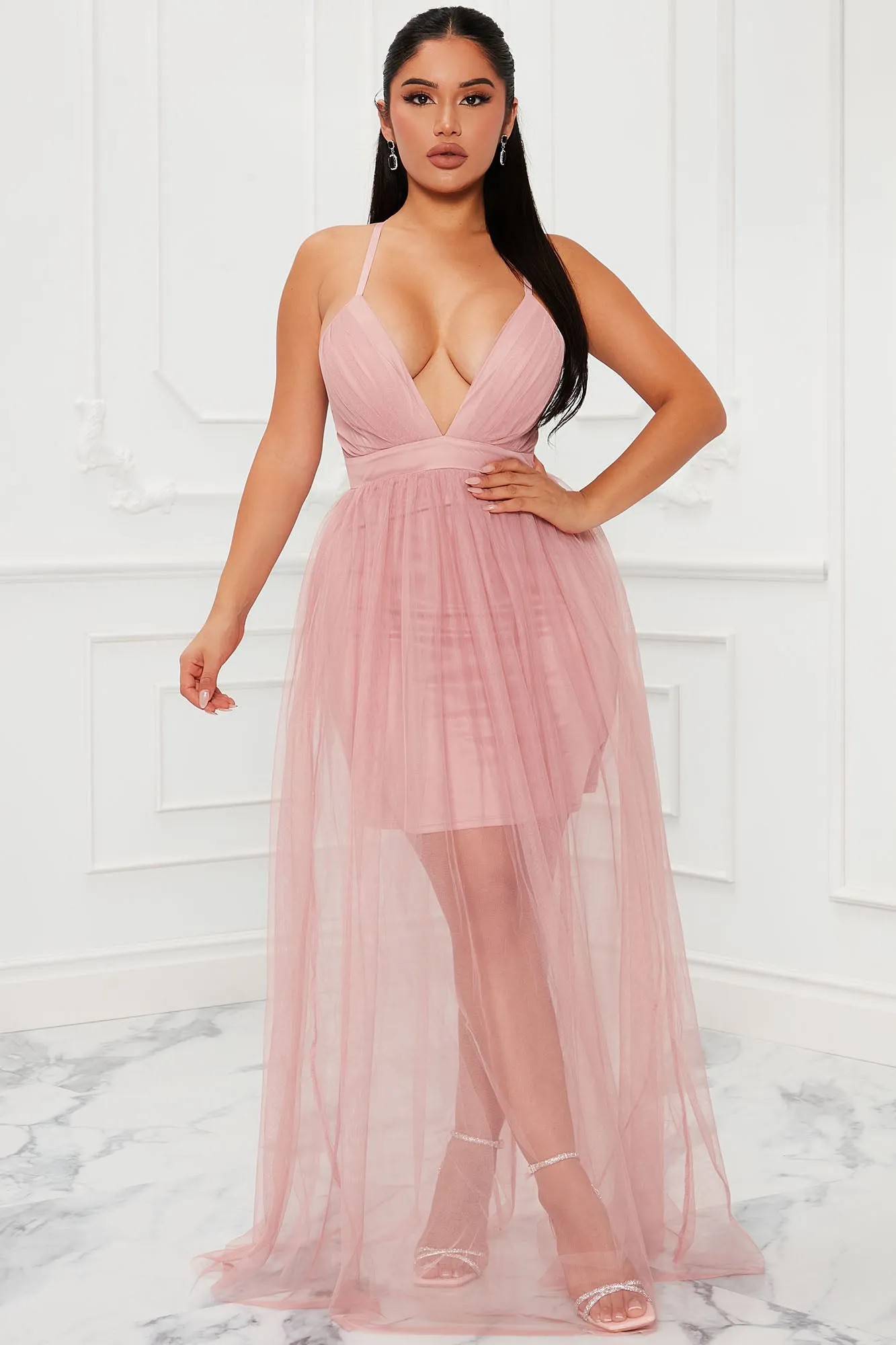 Andrya Tulle Maxi Dress - Mauve