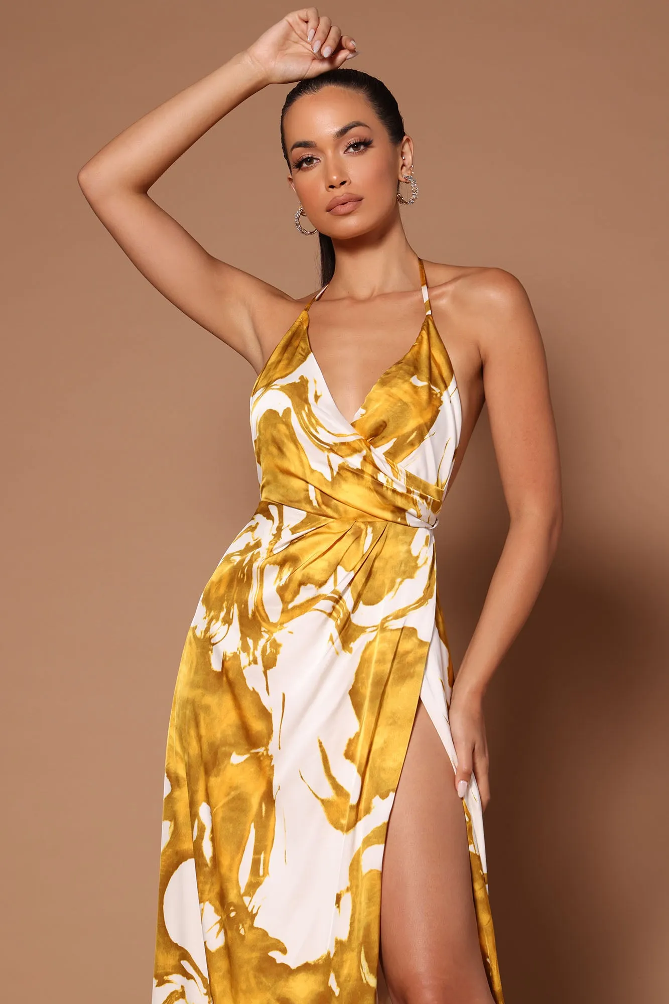 Anna Sleeveless Maxi Dress - White/Gold