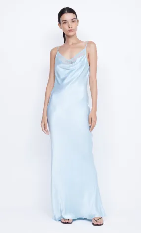 ARABELLA BACKLESS DRESS - DOLPHIN BLUE