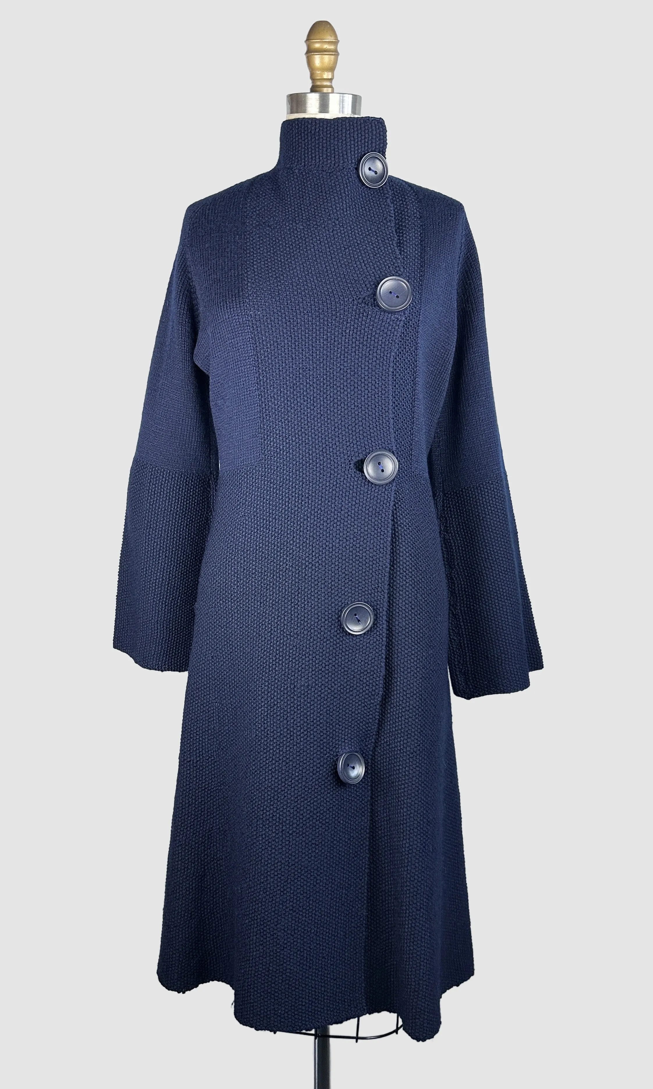 ART DECO ERA 30s Blue Knit Coat • Small