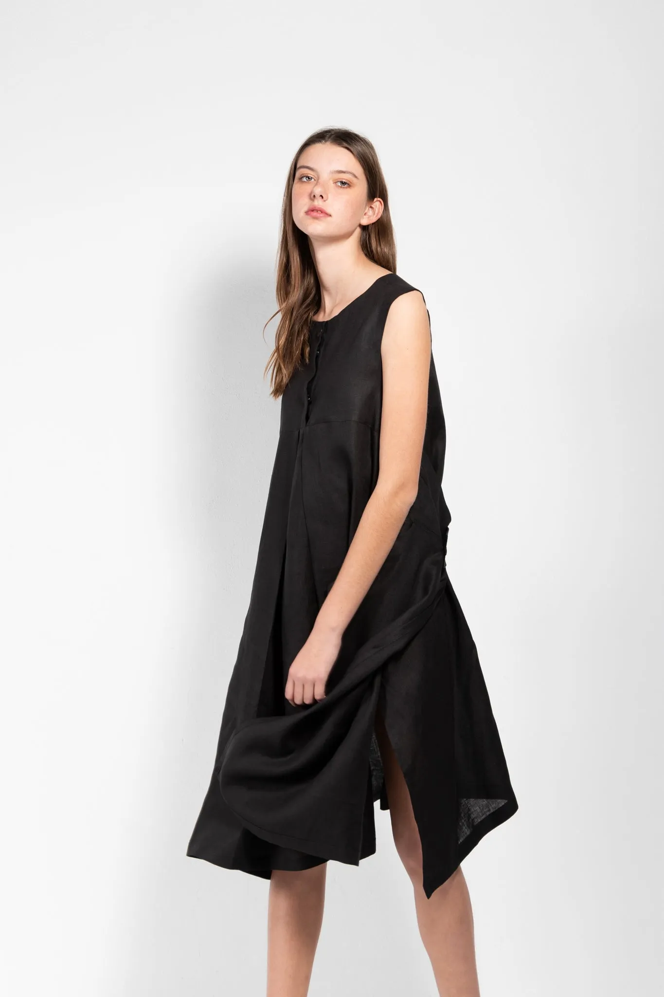 Atenea Sleeveless Linen Wrap Dress