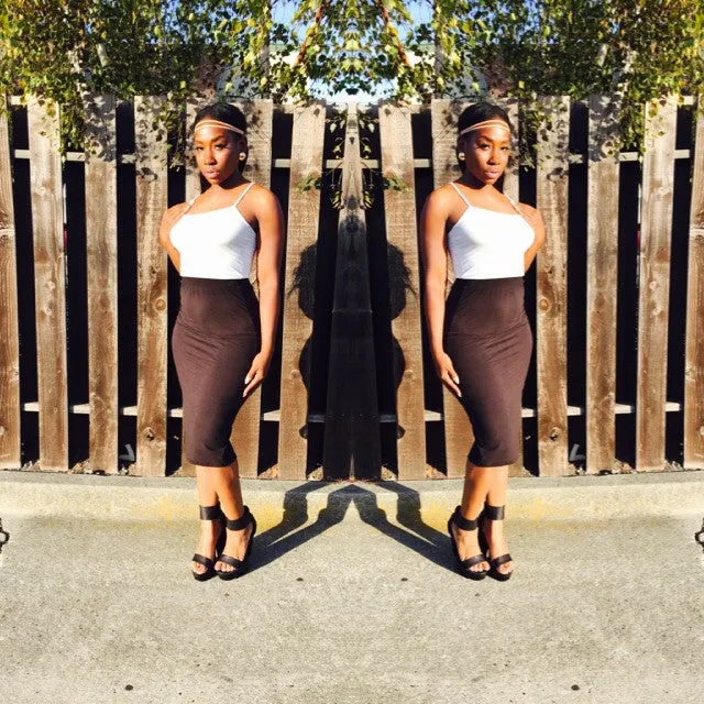Back Slit Midi Skirt