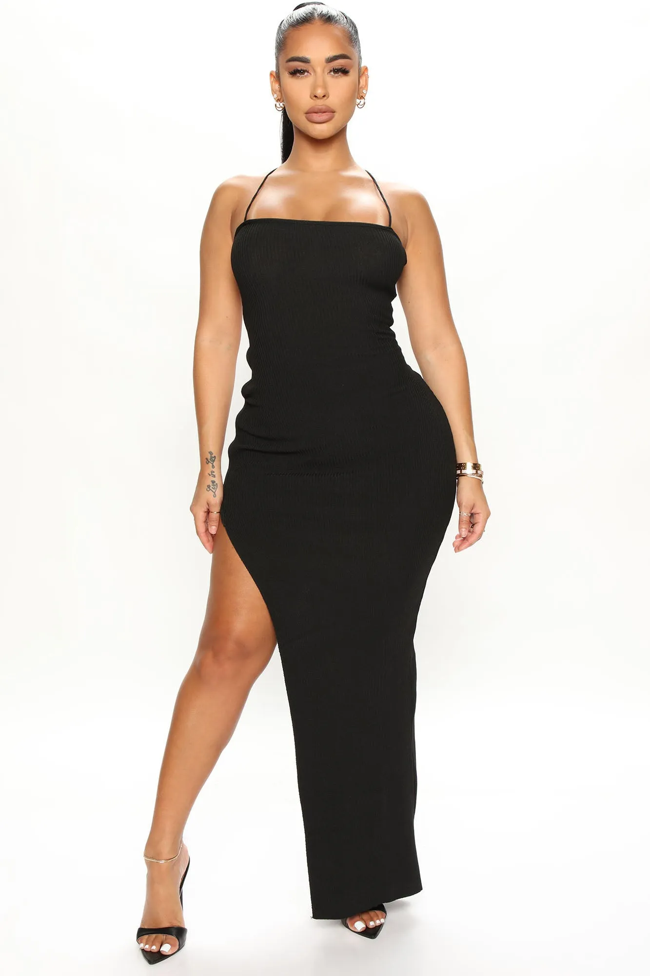 Becca Lace Up Maxi Dress - Black