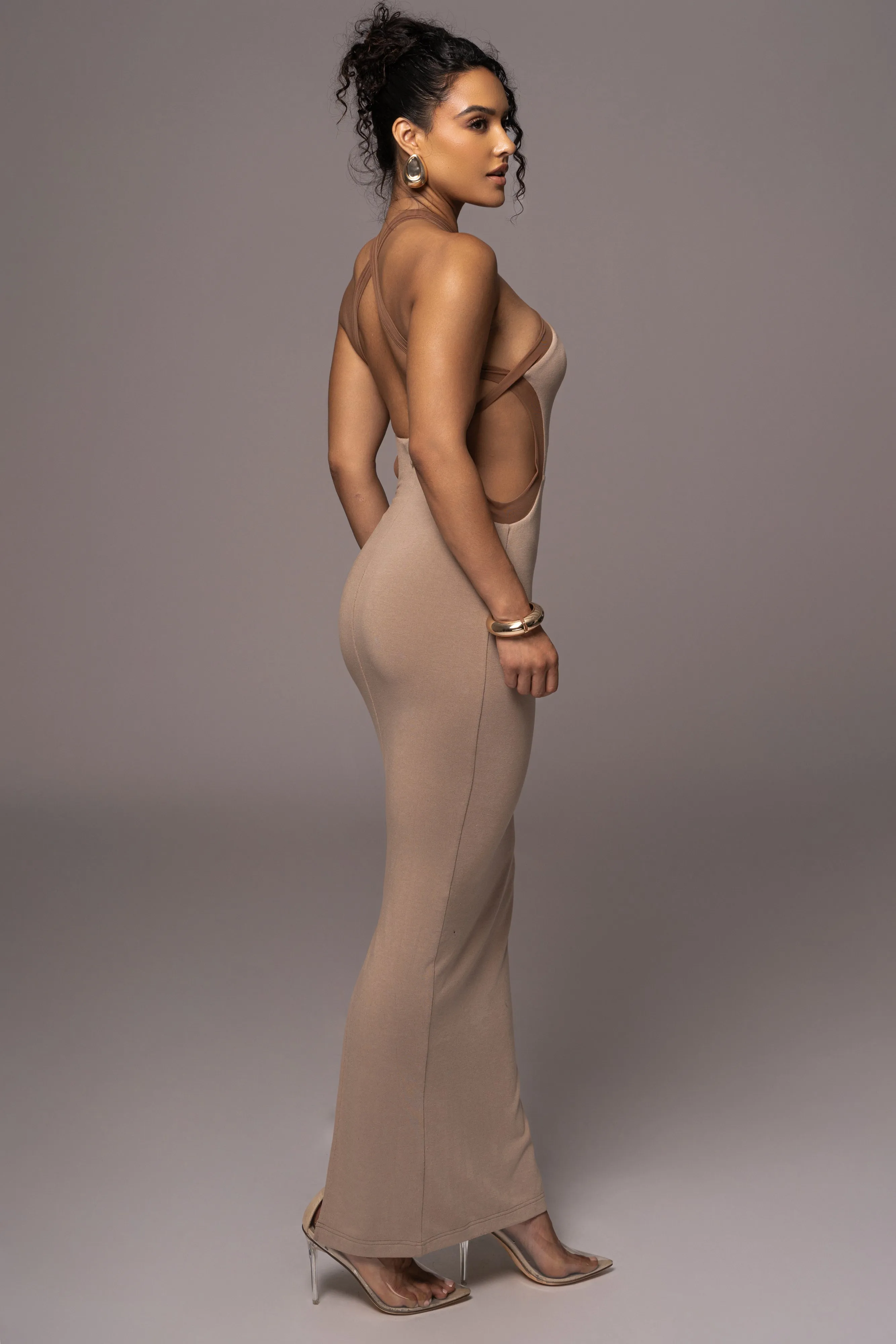 Beige Nights In Milan Maxi Dress
