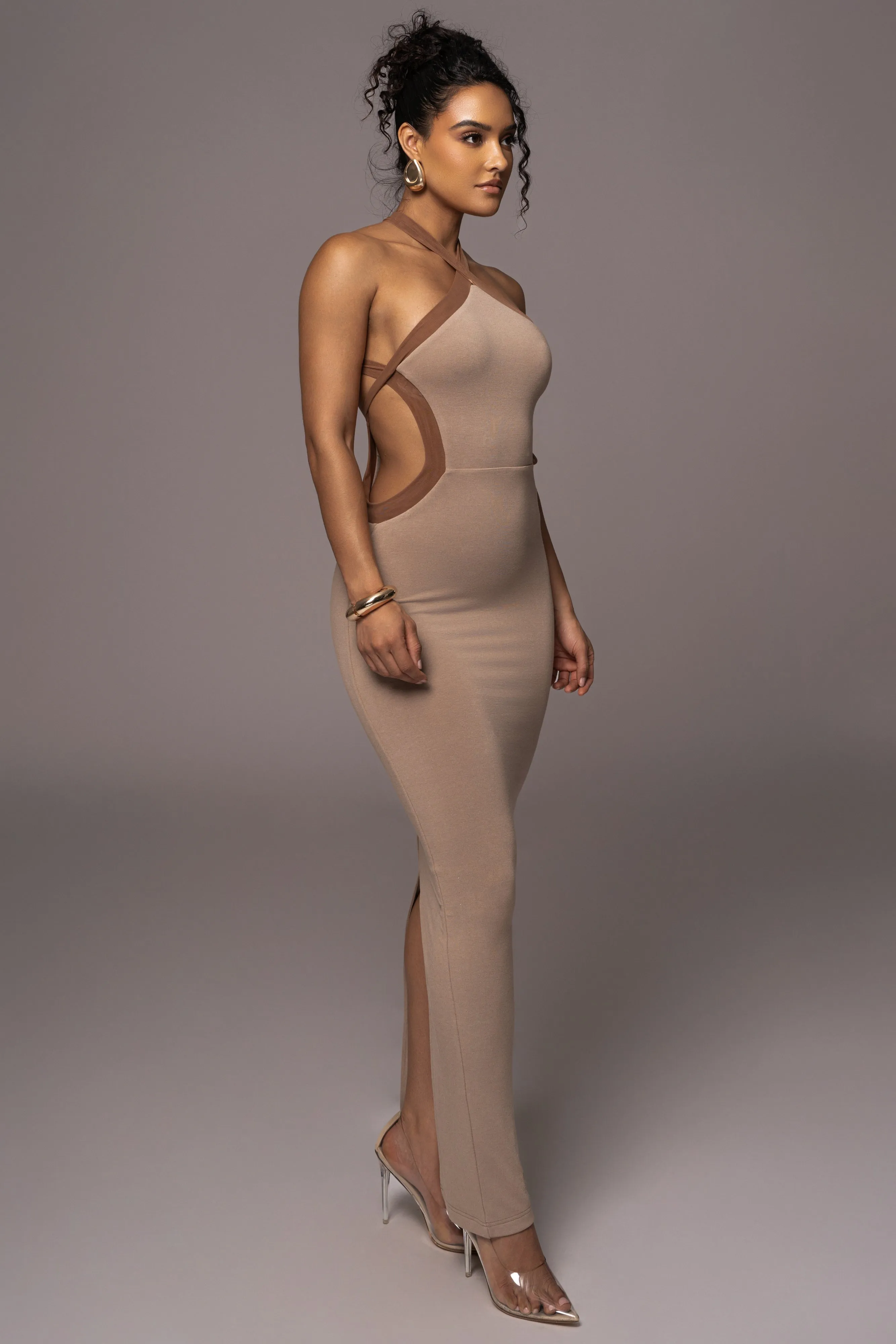 Beige Nights In Milan Maxi Dress