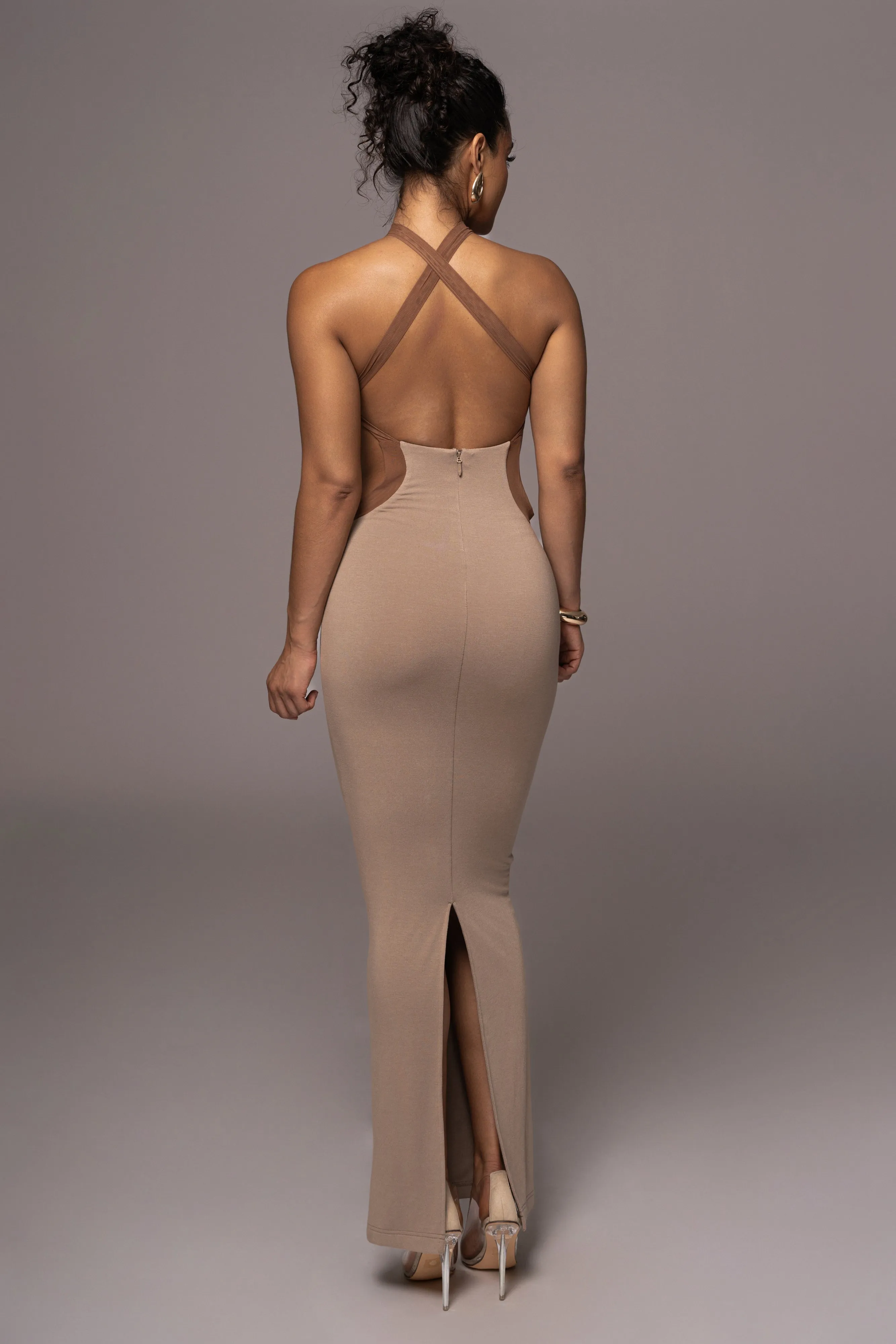 Beige Nights In Milan Maxi Dress