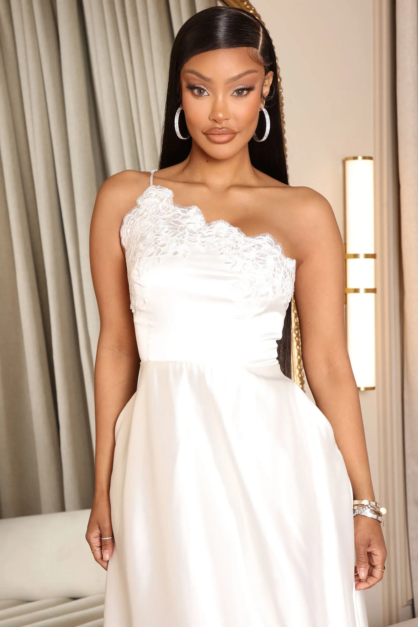 Blair Satin Maxi Dress - Ivory