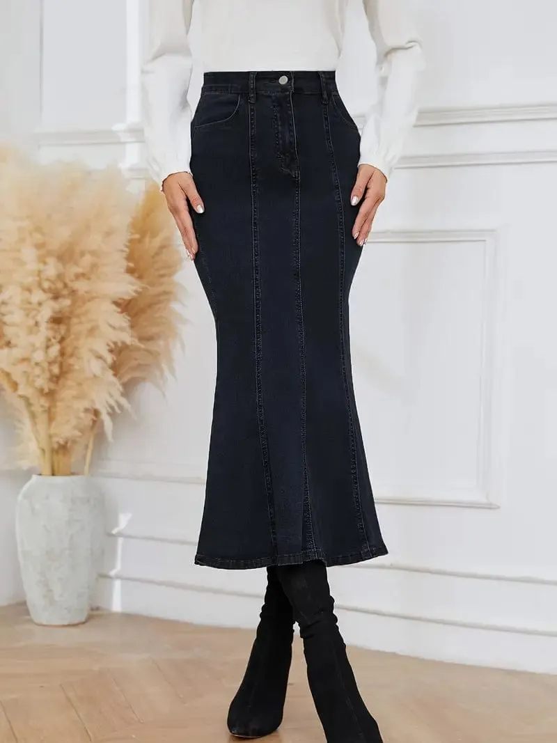 Bodycon Denim Midi Skirt