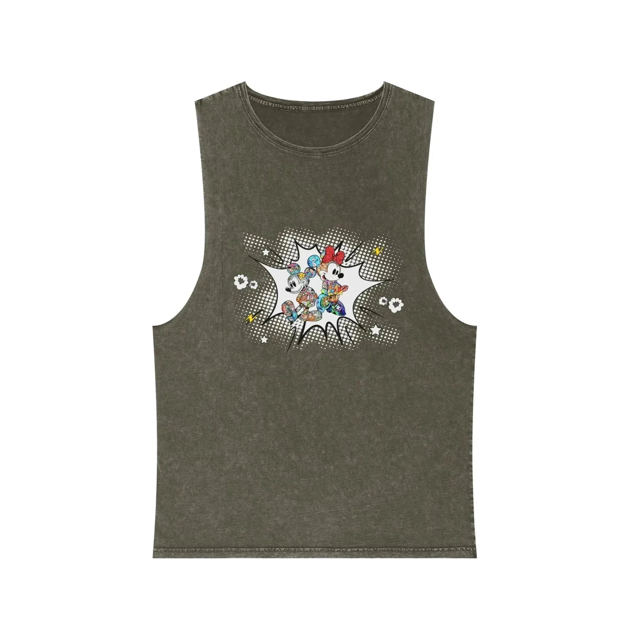 Boom Comic Mickey Minnie Unisex Stonewash Tank Top