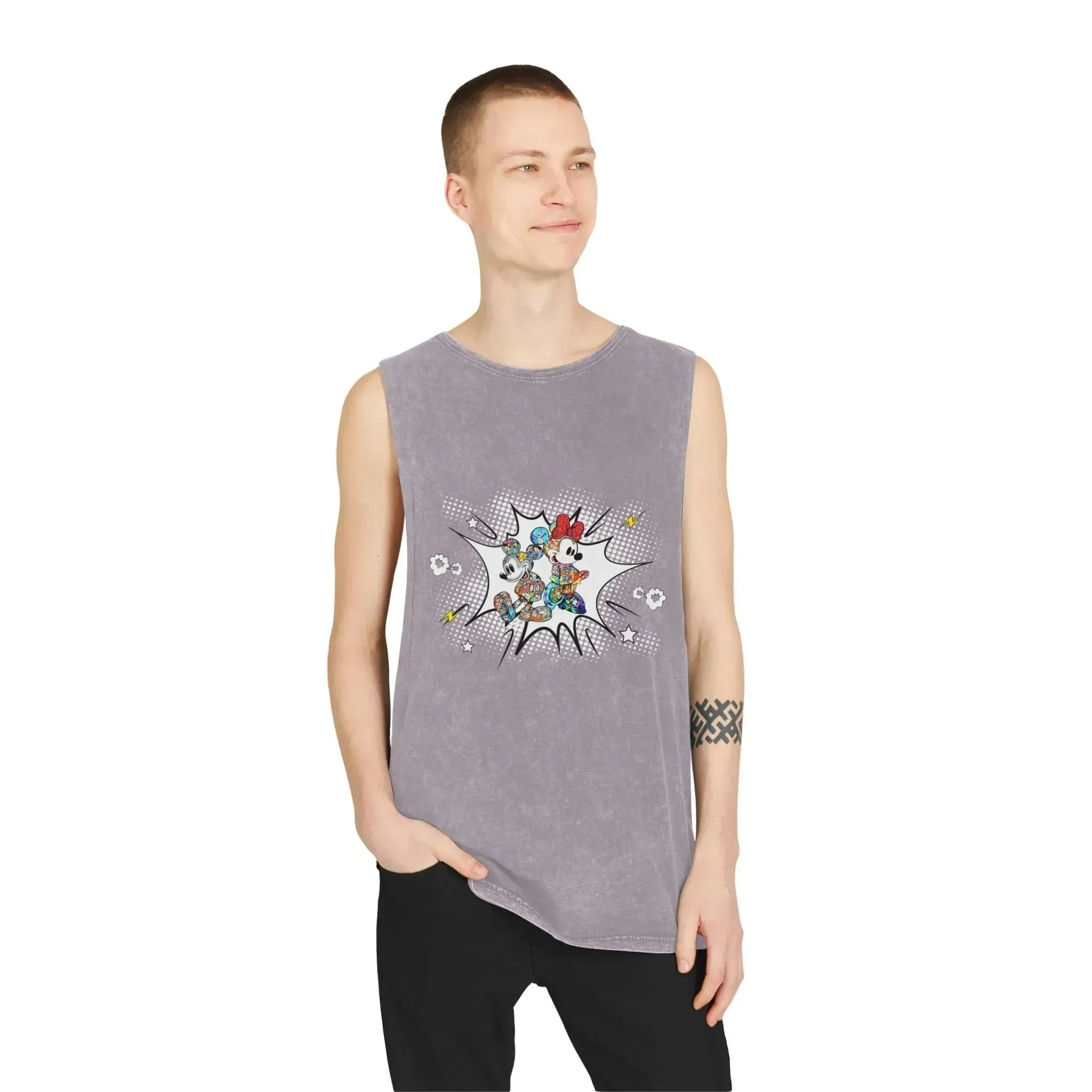 Boom Comic Mickey Minnie Unisex Stonewash Tank Top