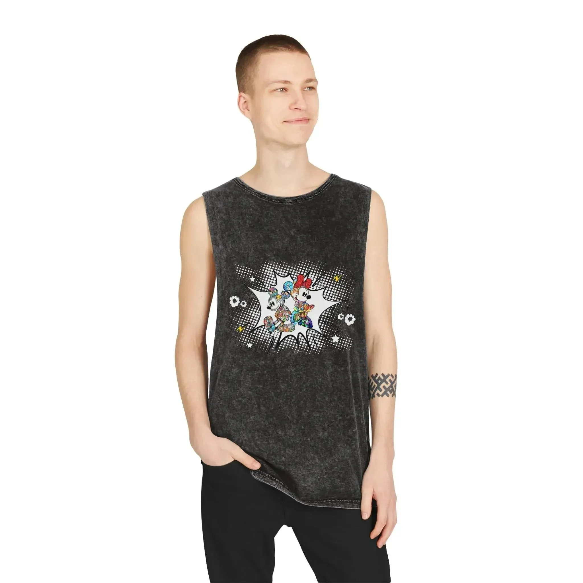 Boom Comic Mickey Minnie Unisex Stonewash Tank Top