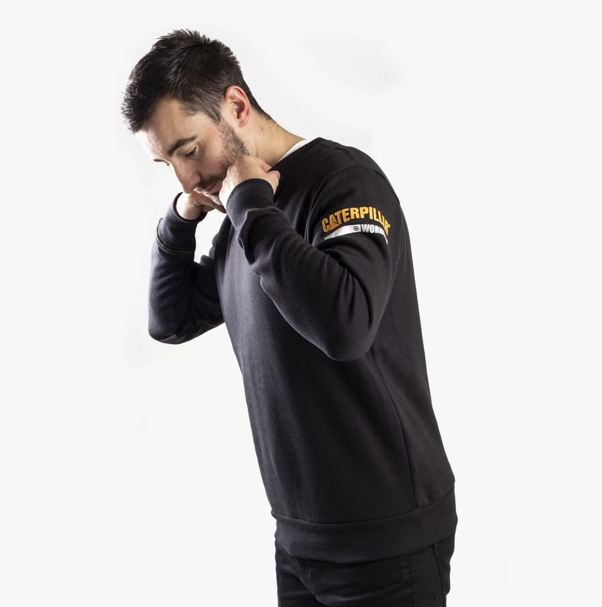 CAT ESSENTIALS CREW NECK Mens Cotton/Fleece Jumper Black