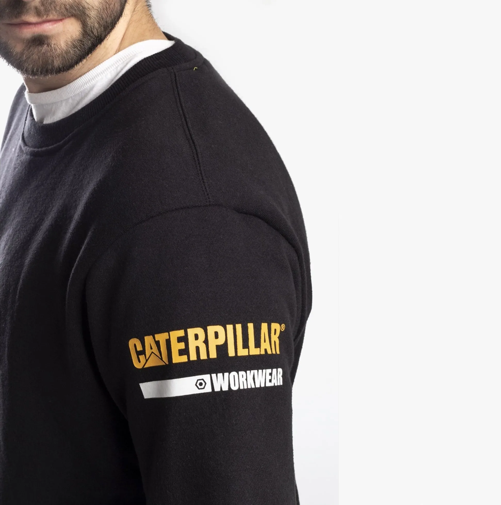 CAT ESSENTIALS CREW NECK Mens Cotton/Fleece Jumper Black