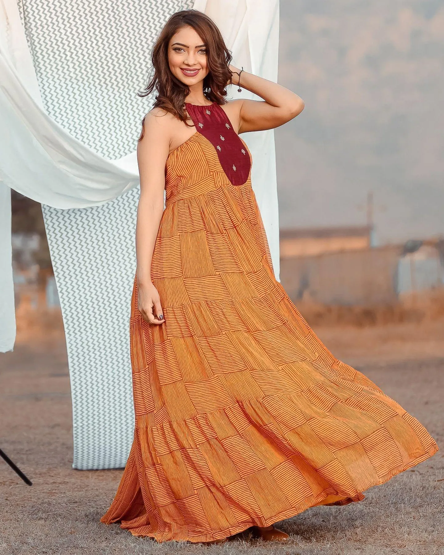 Chiffon Halter Neck Maxi