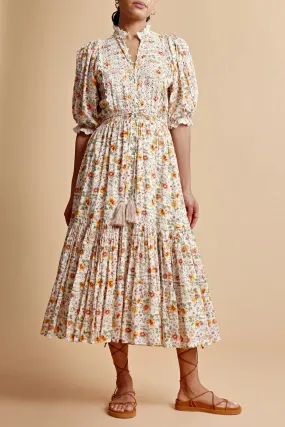 Cotton Slub Midi Dress in Delightful