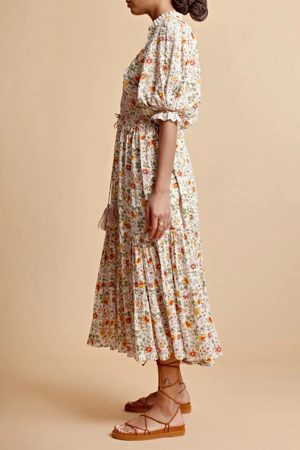 Cotton Slub Midi Dress in Delightful