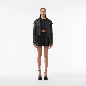 CROPPED BIKER JACKET IN BLACK LAMBSKIN