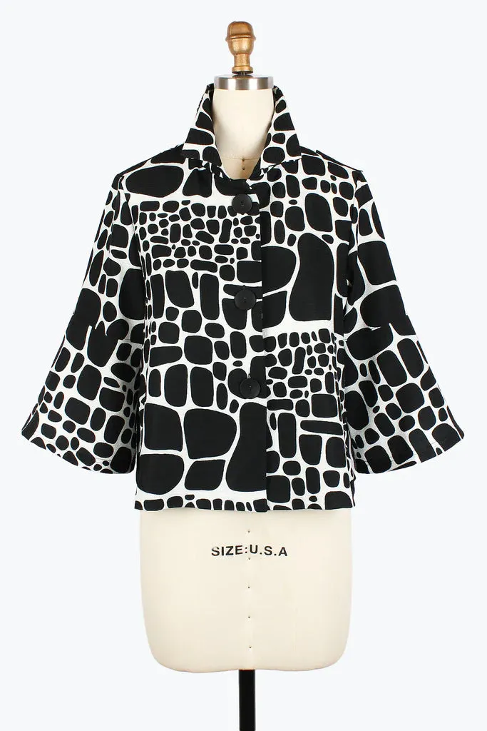 DAMEE PEBBLE PATTERN CROPPED JKT - 4962 - BLK