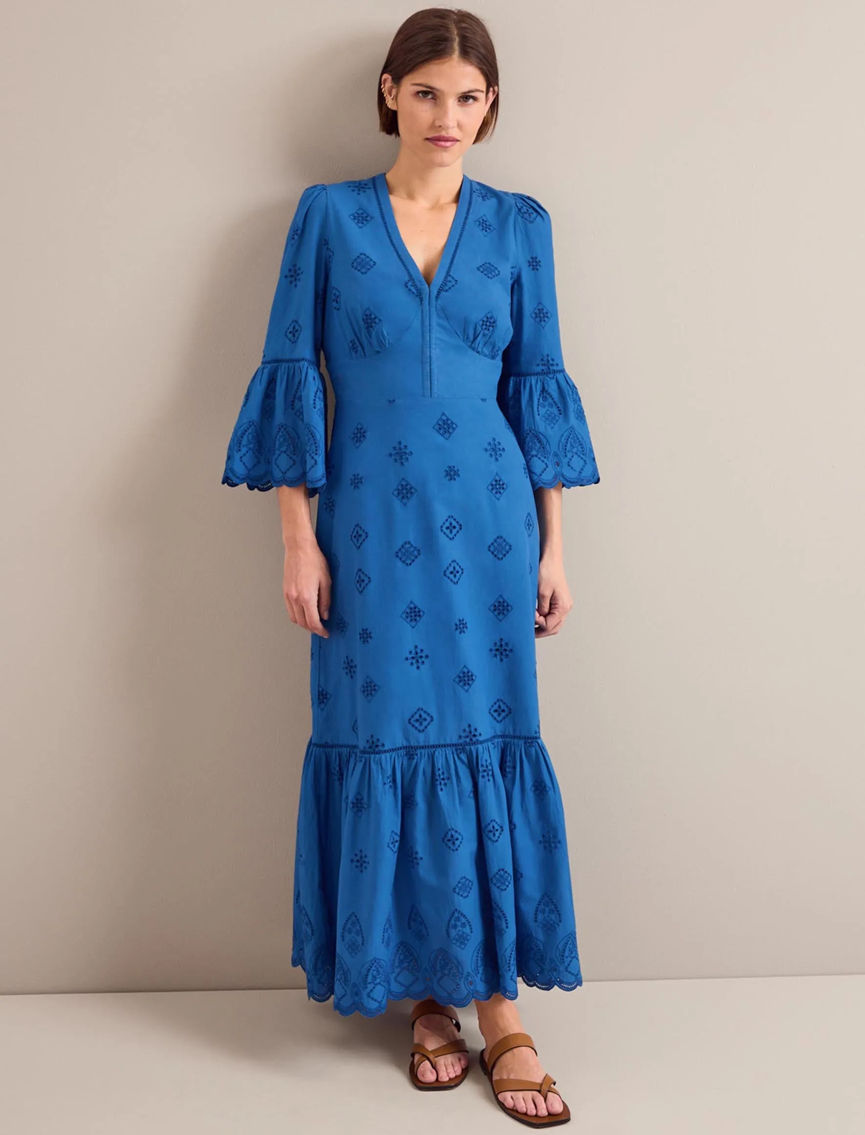 Daphne Organic Cotton Maxi Dress - Blue