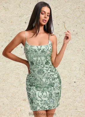Deanna Bodycon Square Short Sequin Homecoming Dress BF2P0025669