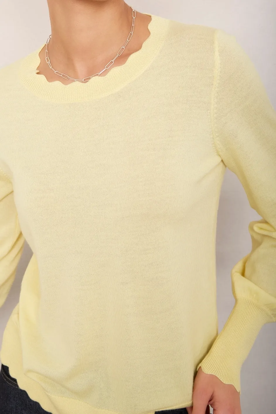Fleurine Scallop Jumper - Buttermilk Yellow