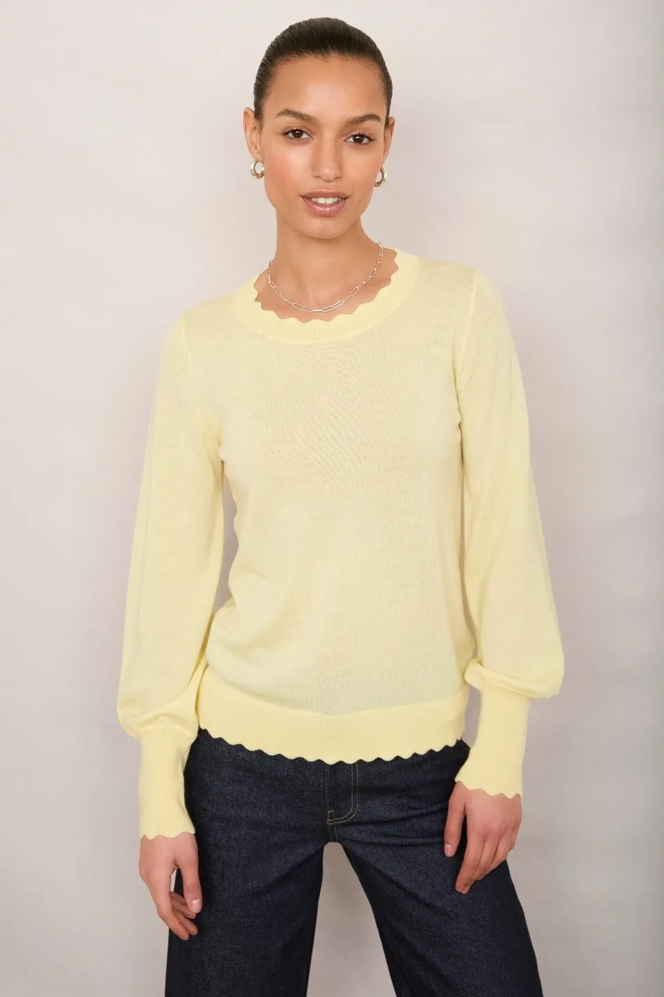 Fleurine Scallop Jumper - Buttermilk Yellow