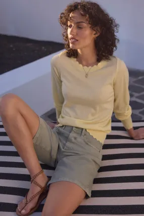 Fleurine Scallop Jumper - Buttermilk Yellow