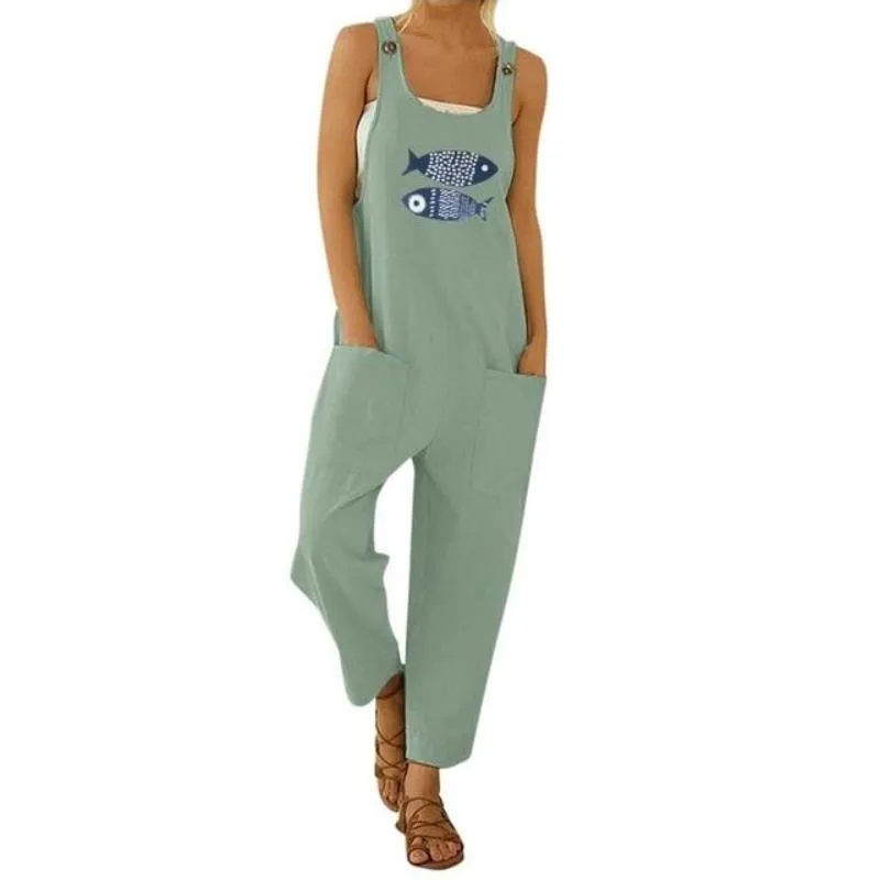 Floral Daisy Print Pocket Romper Long Button Jumpsuit