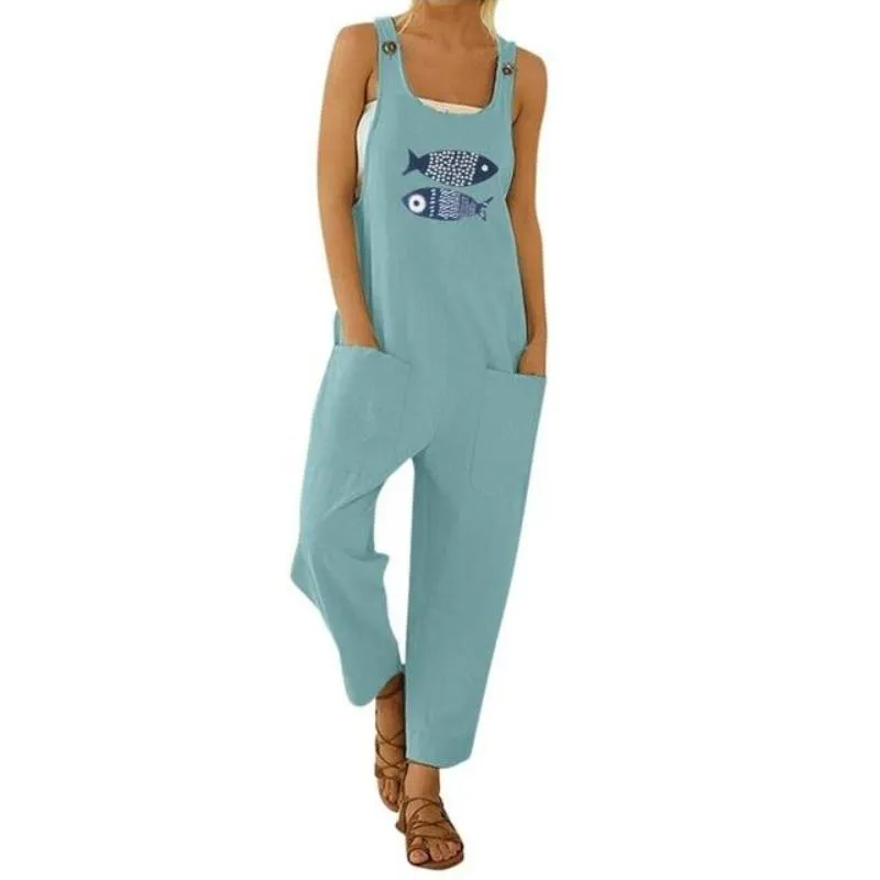 Floral Daisy Print Pocket Romper Long Button Jumpsuit