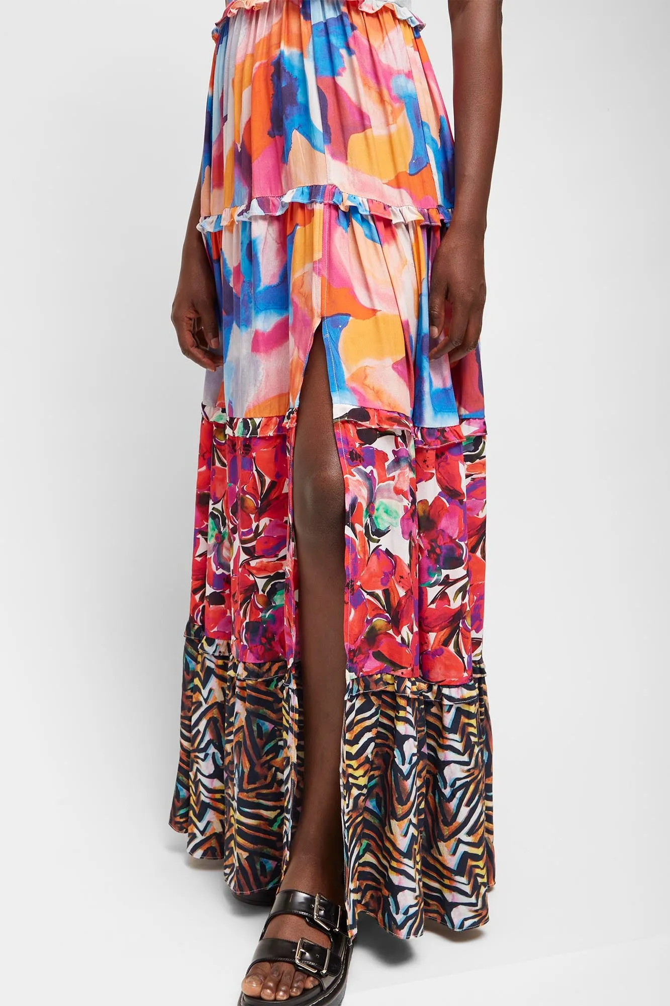 French Connection Isadora Delphine Tiered Maxi Dress 71SNS