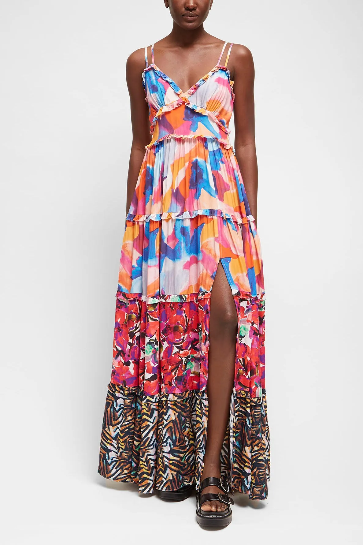 French Connection Isadora Delphine Tiered Maxi Dress 71SNS