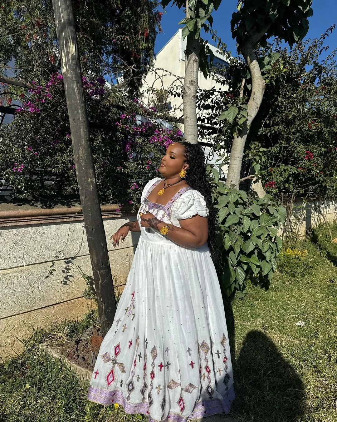 Fresh Look in Multicolored Ethiopian Traditional Dress: with Intricate Handmade Ornaments Habesha Dress Colorful Eritrean Clothing