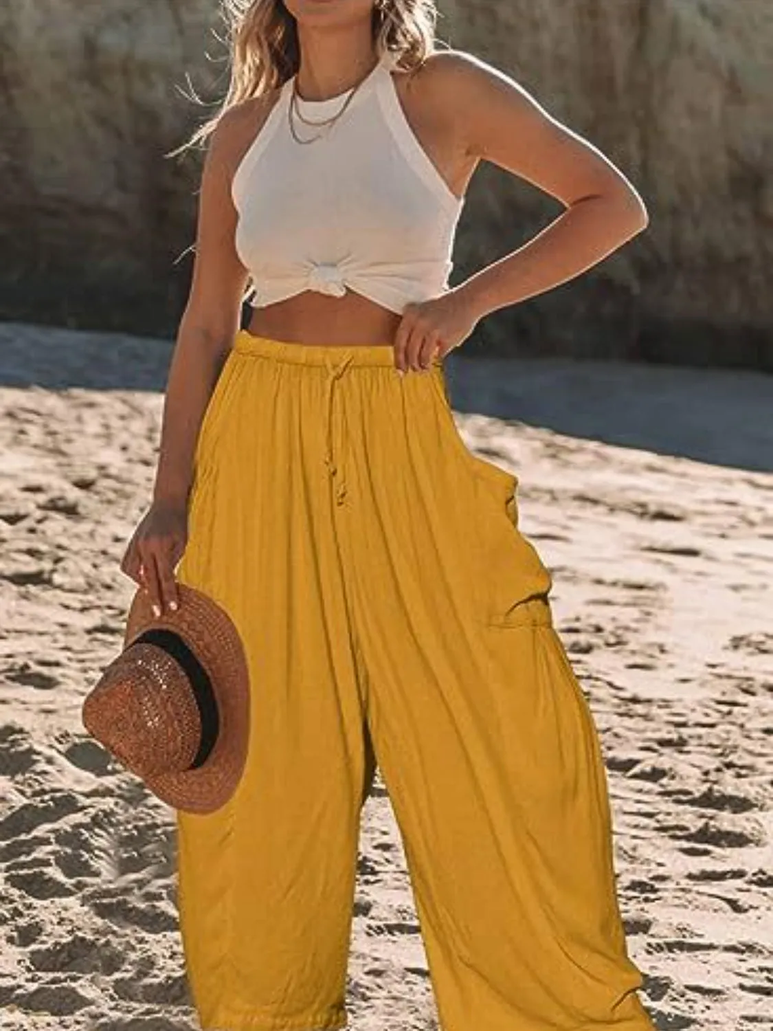 Full Size Wide Leg Pants with Pockets Plus Size