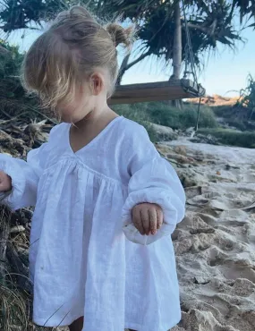 Gia Dress in White Linen