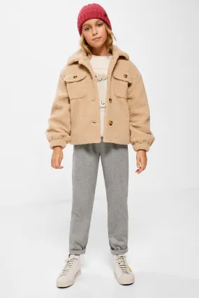 Girl's trucker jacket sheepskin