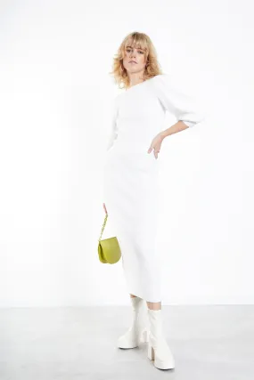 Glamorous Off White Knitted Midi Skirt