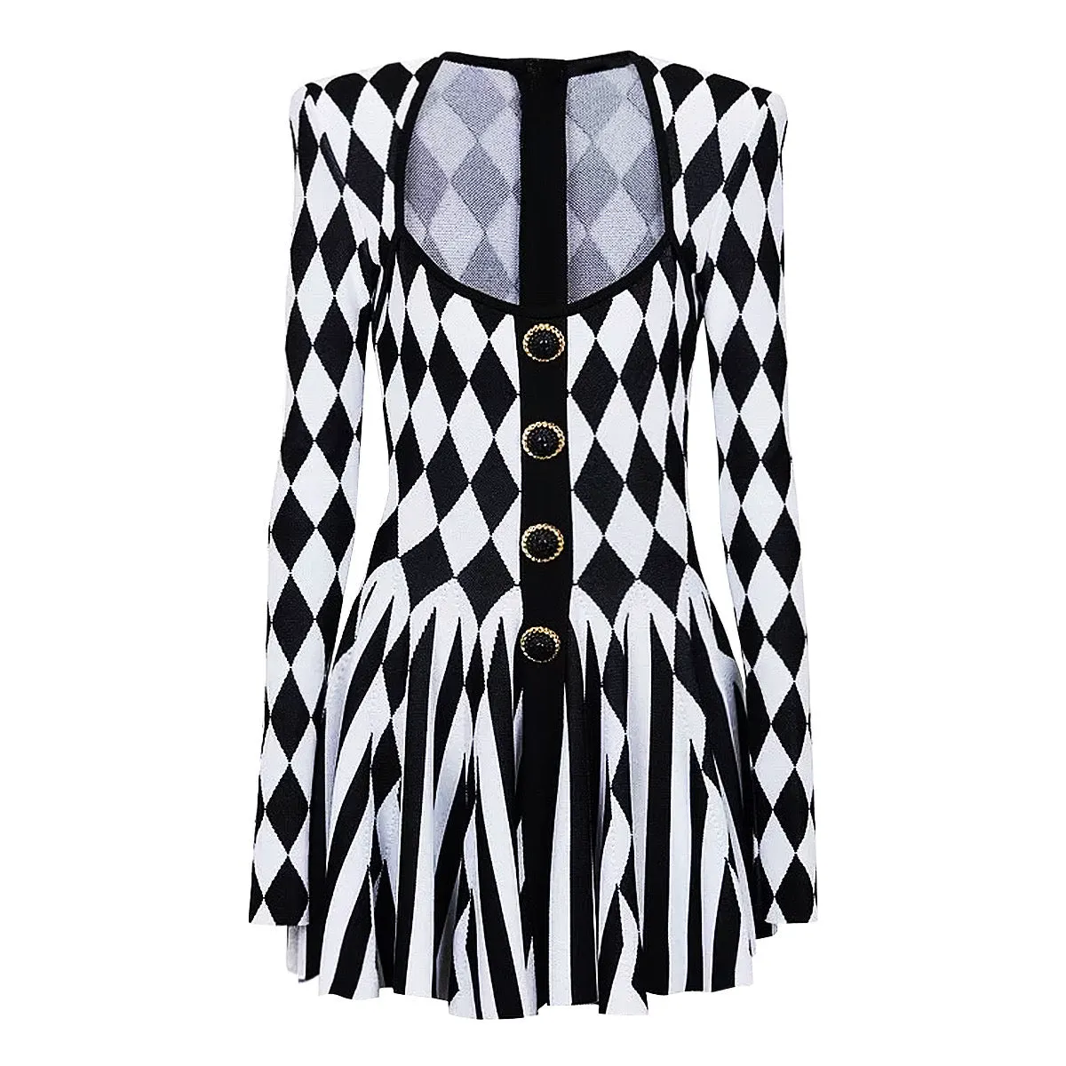 GOFIE Bicolor Flare Bodycon Dress