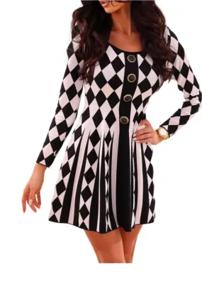 GOFIE Bicolor Flare Bodycon Dress