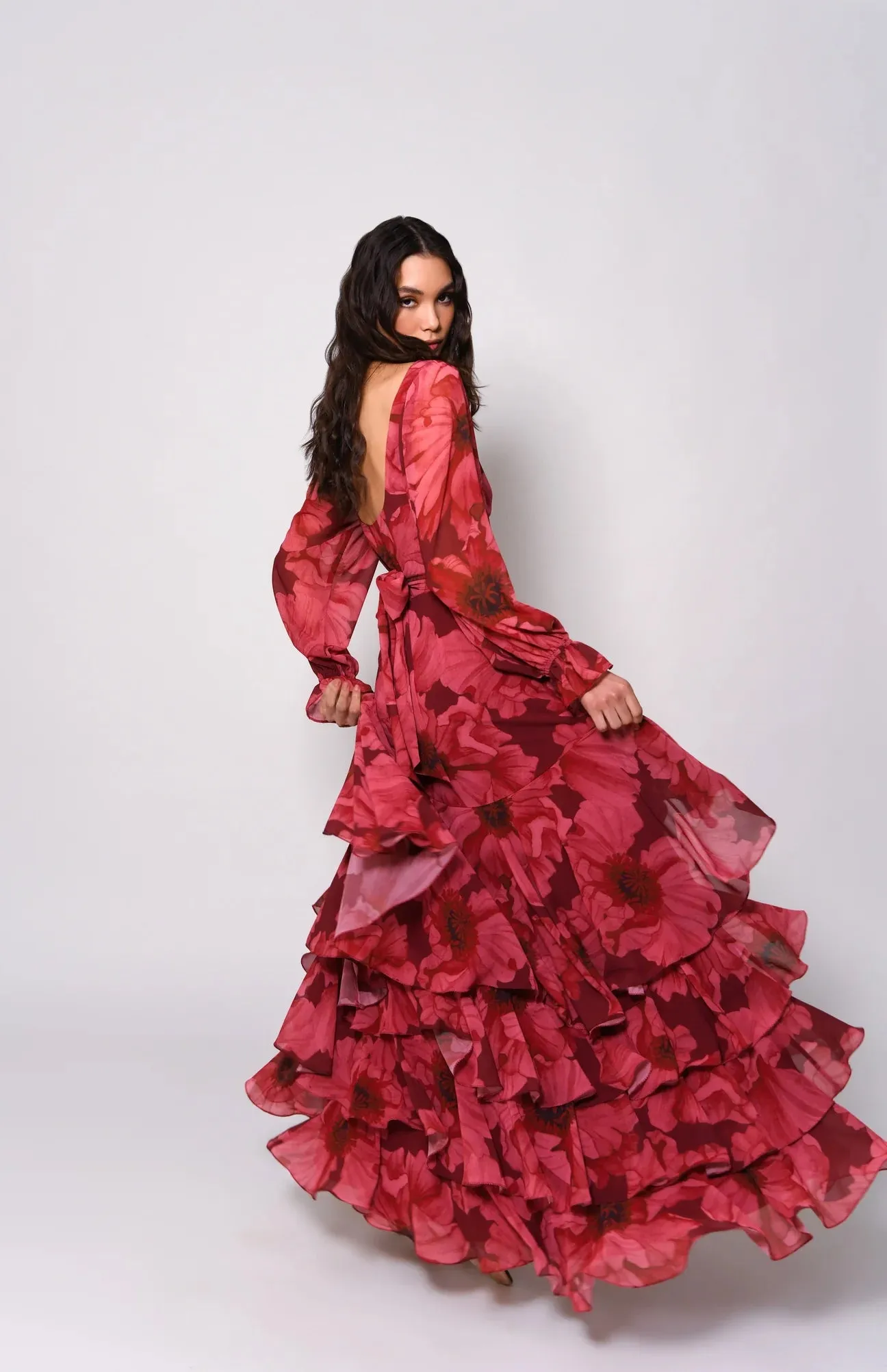Hutch Kya Dress - Wine Floral Chiffon